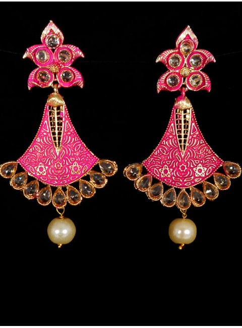 Reverse Ad Earrings With Meenakari Work